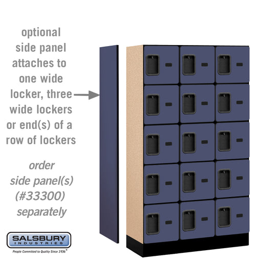 Salsbury 12" Wide Five Tier Box Style Designer Wood Locker - 3 Wide - 5 Feet High - 15 Inches Deep - Blue - Hasps - Sweatfully