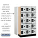 Salsbury 12" Wide Five Tier Box Style Designer Wood Locker - 3 Wide - 5 Feet High - 15 Inches Deep - Gray - Black Electronic Locks - Sweatfully