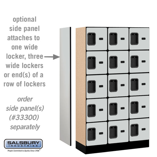 Salsbury 12" Wide Five Tier Box Style Designer Wood Locker - 3 Wide - 5 Feet High - 15 Inches Deep - Gray - Hasps - Sweatfully