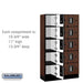 Salsbury 12" Wide Five Tier Box Style Designer Wood Locker - 3 Wide - 5 Feet High - 15 Inches Deep - Mahogany - Silver Electronic Locks - Sweatfully