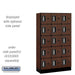 Salsbury 12" Wide Five Tier Box Style Designer Wood Locker - 3 Wide - 5 Feet High - 15 Inches Deep - Mahogany - Silver Electronic Locks - Sweatfully