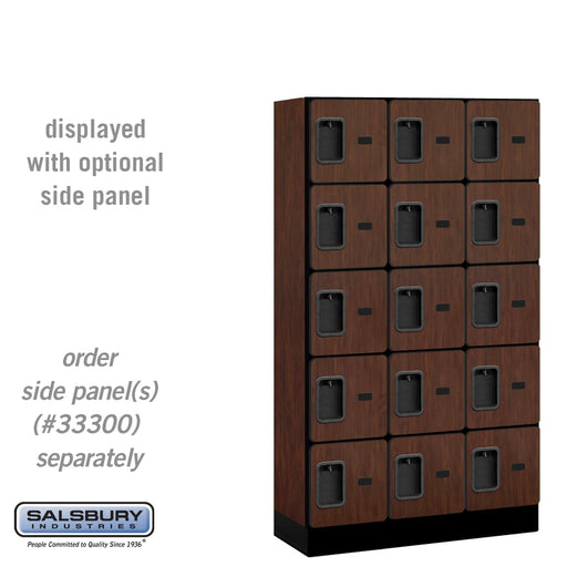 Salsbury 12" Wide Five Tier Box Style Designer Wood Locker - 3 Wide - 5 Feet High - 15 Inches Deep - Mahogany - Hasps - Sweatfully