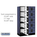 Salsbury 12" Wide Five Tier Box Style Designer Wood Locker - 3 Wide - 5 Feet High - 18 Inches Deep - Blue - Black Resettable Combination Locks - Sweatfully