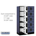 Salsbury 12" Wide Five Tier Box Style Designer Wood Locker - 3 Wide - 5 Feet High - 18 Inches Deep - Blue - Hasps - Sweatfully