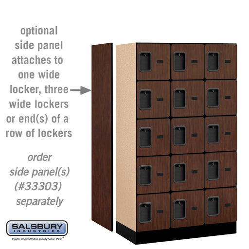 Salsbury 12" Wide Five Tier Box Style Designer Wood Locker - 3 Wide - 5 Feet High - 18 Inches Deep - Mahogany - Hasps - Sweatfully