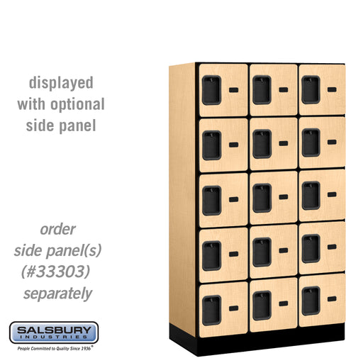 Salsbury 12" Wide Five Tier Box Style Designer Wood Locker - 3 Wide - 5 Feet High - 18 Inches Deep - Maple - Hasps - Sweatfully