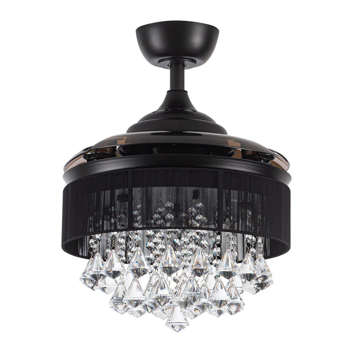 36" Bangaiore Modern Downrod Mount Crystal Ceiling Fan with Lighting and Remote Control - Sweatfully