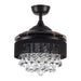 36" Bangaiore Modern Downrod Mount Crystal Ceiling Fan with Lighting and Remote Control - Sweatfully