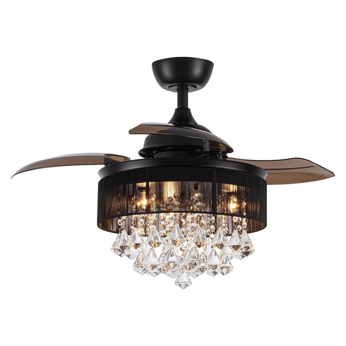 36" Bangaiore Modern Downrod Mount Crystal Ceiling Fan with Lighting and Remote Control - Sweatfully