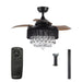 36" Bangaiore Modern Downrod Mount Crystal Ceiling Fan with Lighting and Remote Control - Sweatfully
