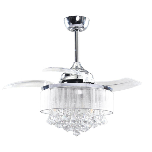 36" Bangaiore Modern Downrod Mount Crystal Ceiling Fan with Lighting and Remote Control - Sweatfully