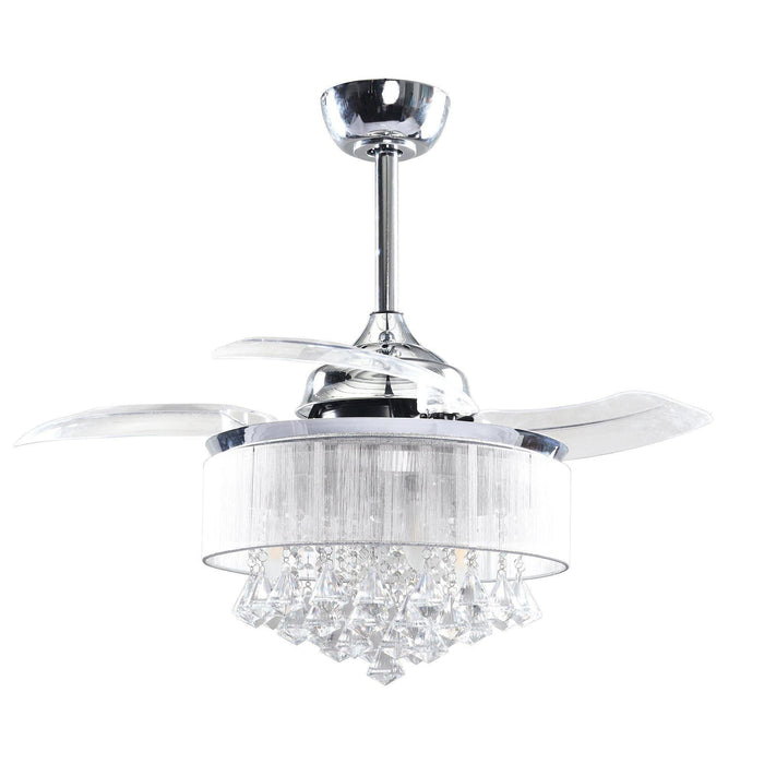 36" Bangaiore Modern Downrod Mount Crystal Ceiling Fan with Lighting and Remote Control - Sweatfully
