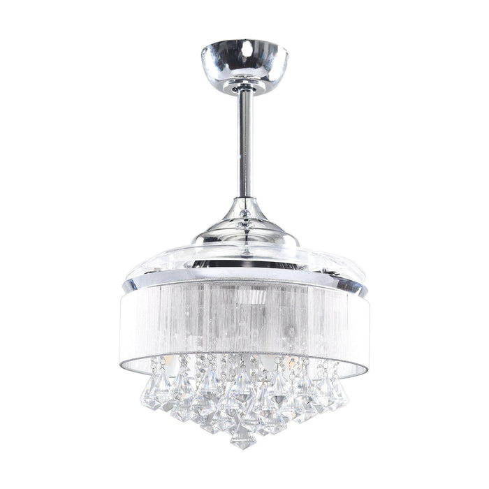 36" Bangaiore Modern Downrod Mount Crystal Ceiling Fan with Lighting and Remote Control - Sweatfully