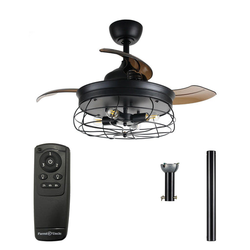 36" Benally Industrial Downrod Mount Ceiling Fan with Lighting and Remote Control - Sweatfully