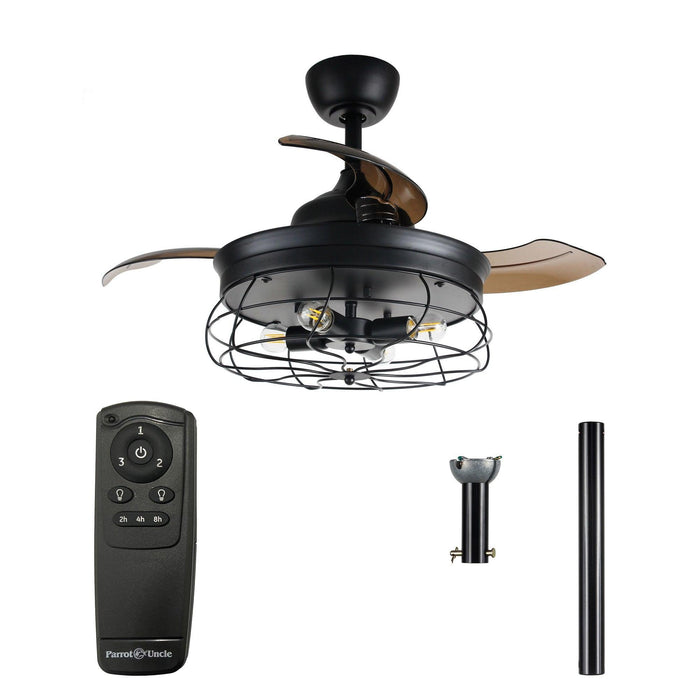 36" Benally Industrial Downrod Mount Ceiling Fan with Lighting and Remote Control - Sweatfully