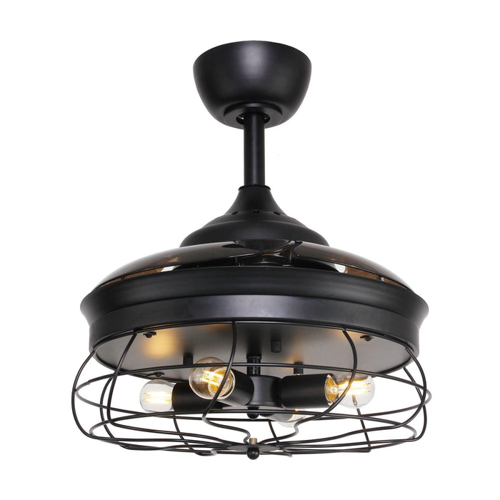 36" Benally Industrial Downrod Mount Ceiling Fan with Lighting and Remote Control - Sweatfully
