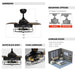 36" Benally Industrial Downrod Mount Ceiling Fan with Lighting and Remote Control - Sweatfully