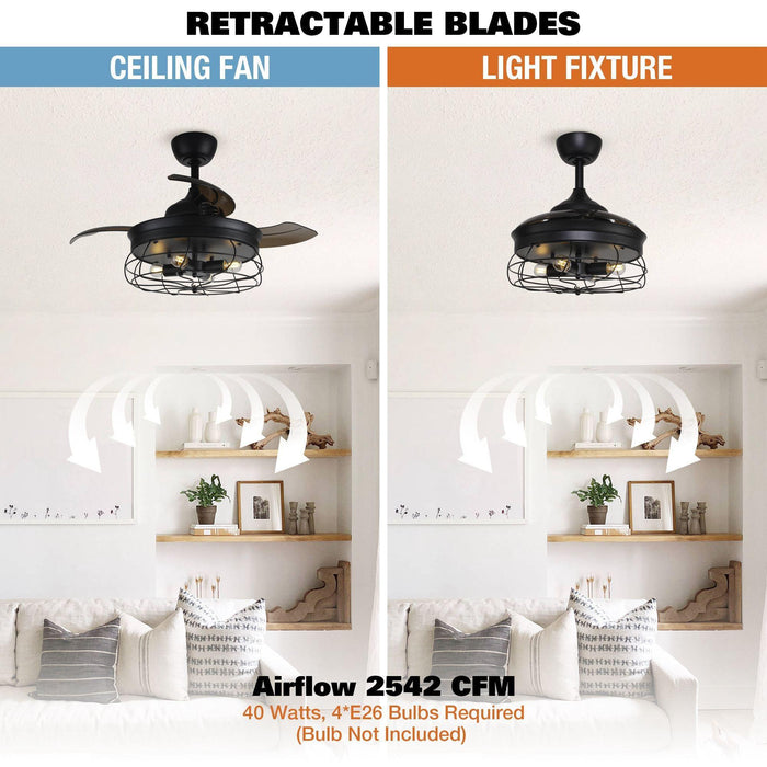 36" Benally Industrial Downrod Mount Ceiling Fan with Lighting and Remote Control - Sweatfully