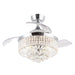 36" Broxburne Modern Chrome Downrod Mount Crystal Ceiling Fan with Lighting and Remote Control - Sweatfully