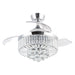 36" Broxburne Modern Chrome Downrod Mount Crystal Ceiling Fan with Lighting and Remote Control - Sweatfully