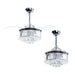 36" Broxburne Modern Chrome Downrod Mount Crystal Ceiling Fan with Lighting and Remote Control - Sweatfully