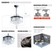 36" Broxburne Modern Chrome Downrod Mount Crystal Ceiling Fan with Lighting and Remote Control - Sweatfully