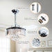 36" Broxburne Modern Chrome Downrod Mount Crystal Ceiling Fan with Lighting and Remote Control - Sweatfully