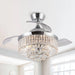36" Broxburne Modern Chrome Downrod Mount Crystal Ceiling Fan with Lighting and Remote Control - Sweatfully