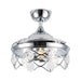 36" Broxburne Modern Chrome Downrod Mount Crystal Ceiling Fan with Lighting and Remote Control - Sweatfully