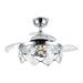 36" Broxburne Modern Chrome Downrod Mount Crystal Ceiling Fan with Lighting and Remote Control - Sweatfully