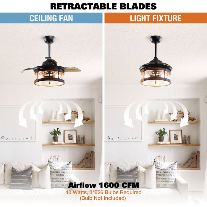 36" Caselli Industrial Downrod Mount Ceiling Fan with Lighting and Remote Control - Sweatfully