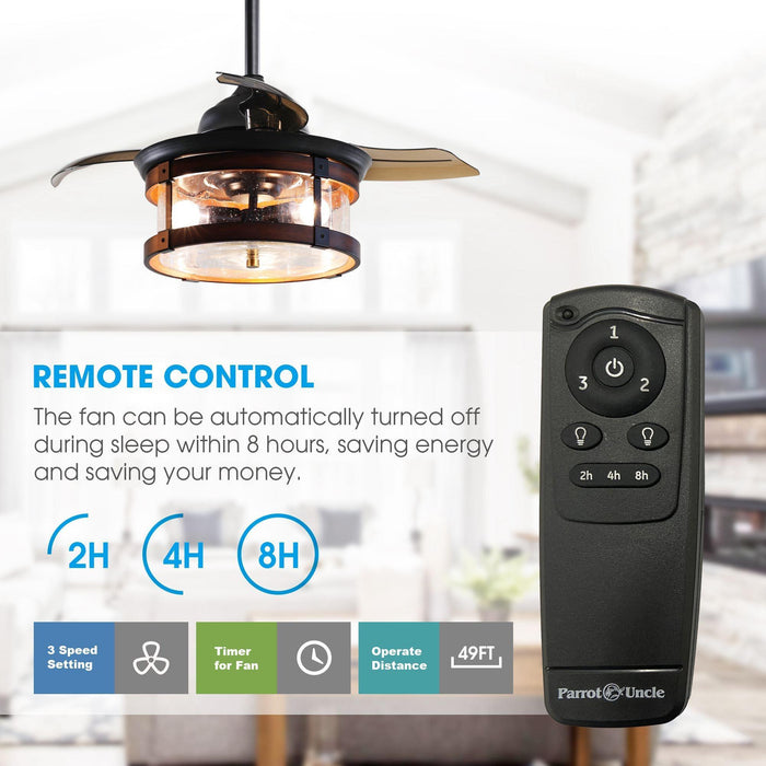 36" Caselli Industrial Downrod Mount Ceiling Fan with Lighting and Remote Control - Sweatfully