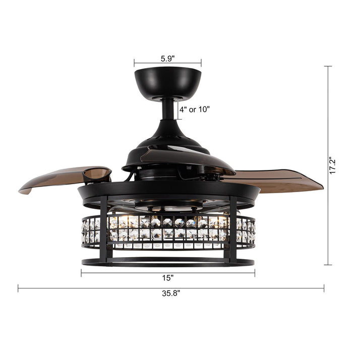 36" 3 Blades Modern Ceiling Fan with Lighting and Remote Control - Sweatfully