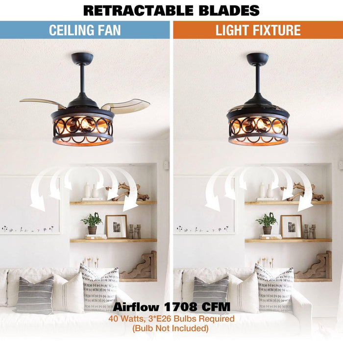 36" Mirelle Farmhouse Downrod Mount Ceiling Fan with Lighting and Remote Control - Sweatfully