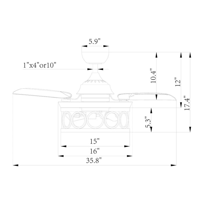 36" Mirelle Farmhouse Downrod Mount Ceiling Fan with Lighting and Remote Control - Sweatfully
