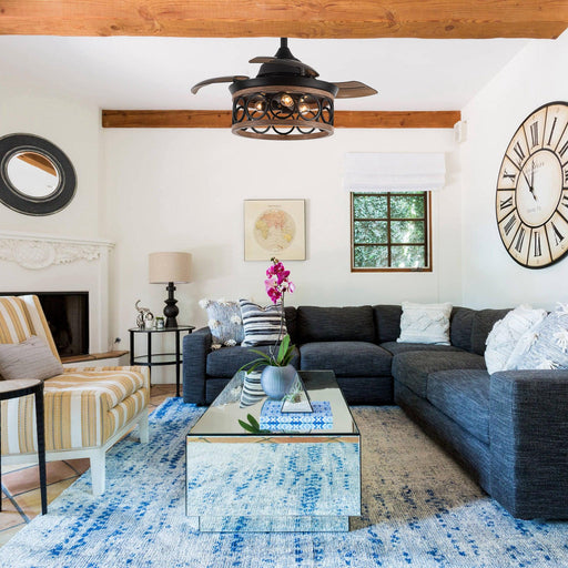 36" Mirelle Farmhouse Downrod Mount Ceiling Fan with Lighting and Remote Control - Sweatfully