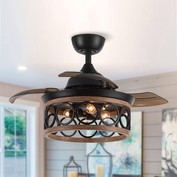36" Mirelle Farmhouse Downrod Mount Ceiling Fan with Lighting and Remote Control - Sweatfully