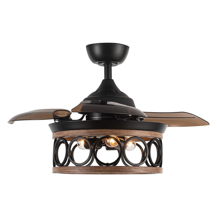 36" Mirelle Farmhouse Downrod Mount Ceiling Fan with Lighting and Remote Control - Sweatfully