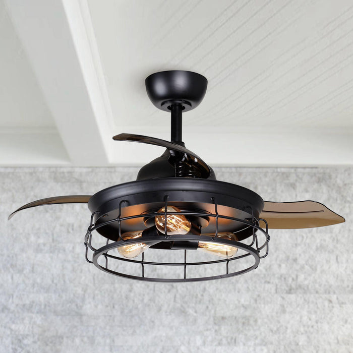 36" Pickett Industrial Downrod Mount Ceiling Fan with Lighting and Remote Control - Sweatfully