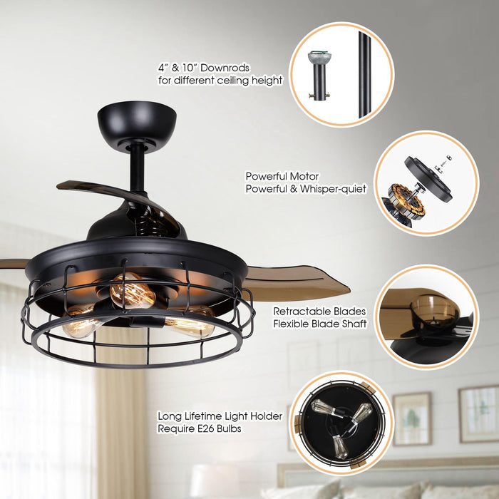 36" Pickett Industrial Downrod Mount Ceiling Fan with Lighting and Remote Control - Sweatfully