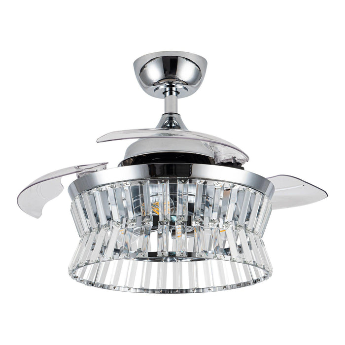 36" Prayag Modern Downrod Mount Crystal Ceiling Fan with Lighting and Remote Control - Sweatfully