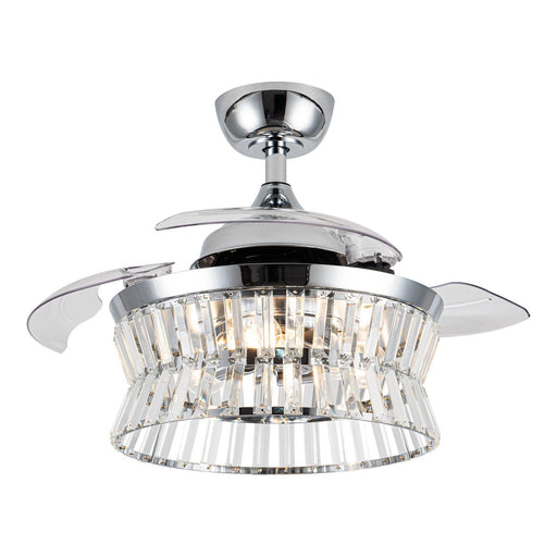 36" Prayag Modern Downrod Mount Crystal Ceiling Fan with Lighting and Remote Control - Sweatfully