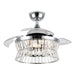 36" Prayag Modern Downrod Mount Crystal Ceiling Fan with Lighting and Remote Control - Sweatfully