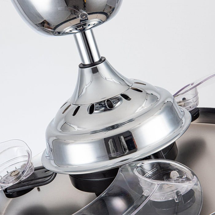 36" Prayag Modern Downrod Mount Crystal Ceiling Fan with Lighting and Remote Control - Sweatfully