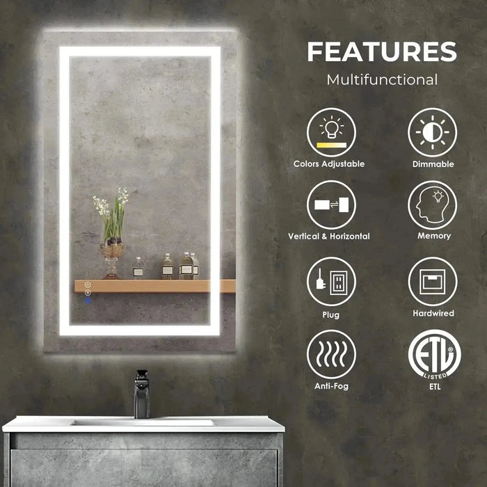 36 x 28 Inch Center Glow LED Bathroom Mirror - Sweatfully