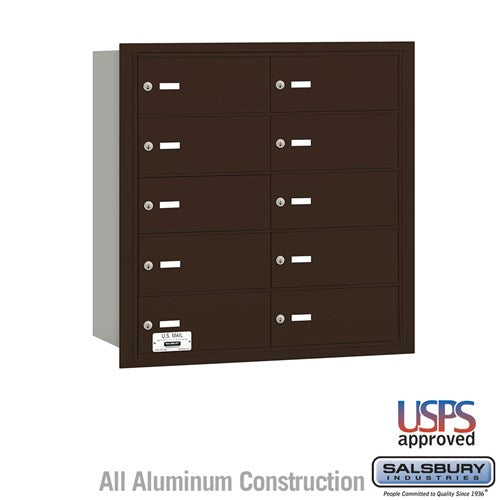 Salsbury 4B+ Horizontal Mailbox - 10 B Doors - Bronze - Rear Loading - USPS Access - Sweatfully