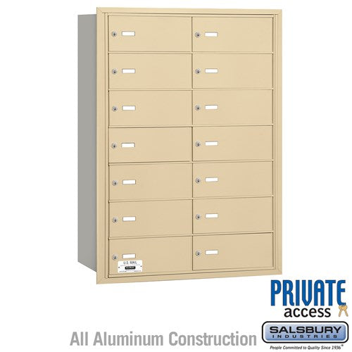 Salsbury 4B+ Horizontal Mailbox - 14 B Doors - Sandstone - Rear Loading - Private Access - Sweatfully