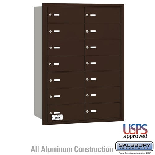 Salsbury 4B+ Horizontal Mailbox - 14 B Doors - Bronze - Rear Loading - USPS Access - Sweatfully