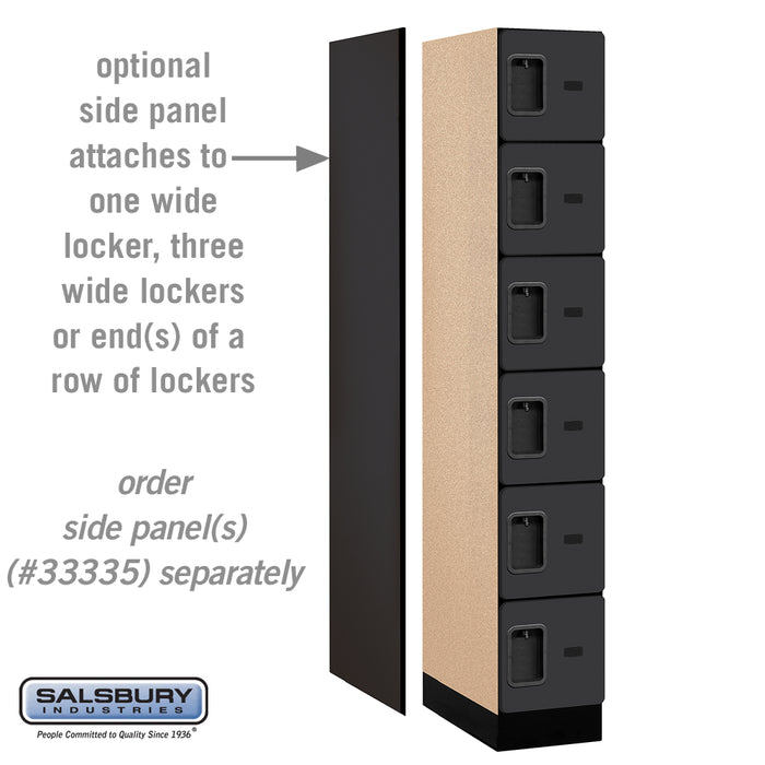 Salsbury 12" Wide Six Tier Box Style Designer Wood Locker - 1 Wide - 6 Feet High - 21 Inches Deep - Black - Hasps - Sweatfully