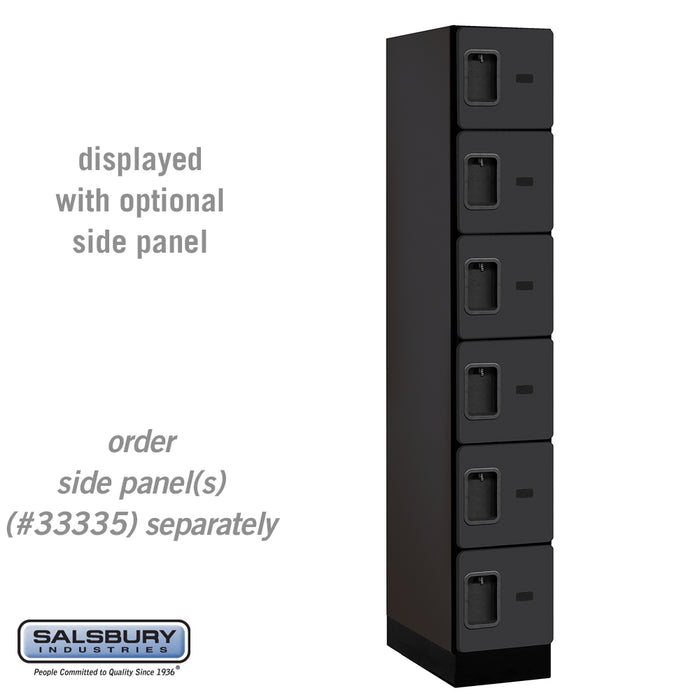 Salsbury 12" Wide Six Tier Box Style Designer Wood Locker - 1 Wide - 6 Feet High - 21 Inches Deep - Black - Hasps - Sweatfully